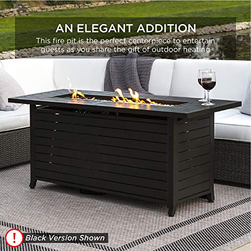Best Choice Products 57in Propane Gas Fire Pit Table, 50,000 BTU Outdoor Rectangular Firepit, Gray O600