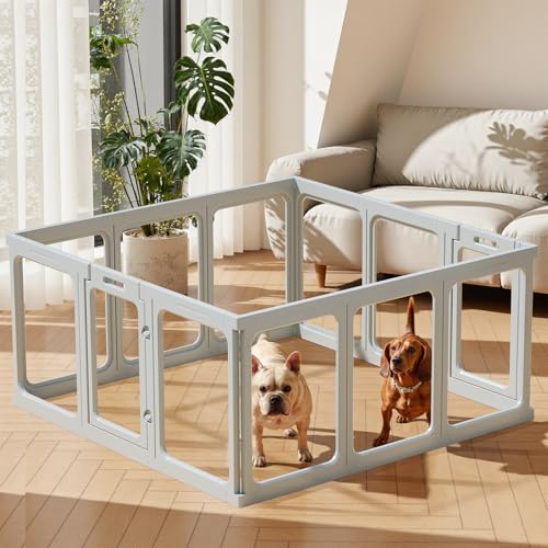 Clear Acrylic Dog Playpen 24" H Indoor Pet Fence for Puppy Small Dog Rabbit Cat R696