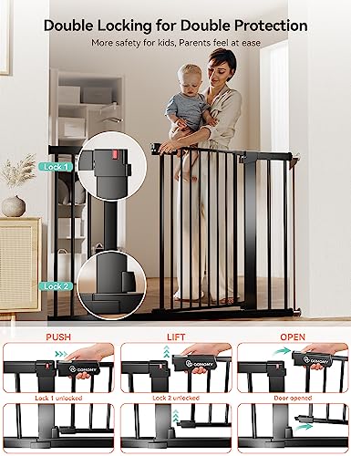 COMOMY 36" Extra Tall Baby Gate for Stairs, Auto Close, Black Q468124
