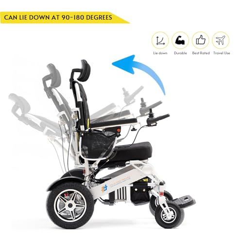 Lightweight Foldable Electric Wheelchair for Seniors and Adults, Blue Seat D193