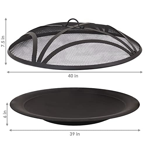Sunnydaze 23-Inch Replacement Steel Fire Pit Bowl with Spark Screen U786769