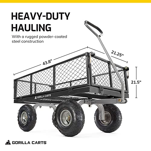 Gorilla Carts Steel Utility Cart Garden Wagon with Removable Sides, 800 Lbs V443484