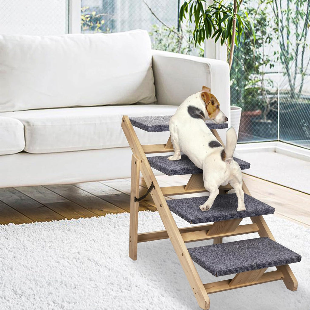 Foldable Wood Pet Stairs & Ramp with Non-Slip Pads for Dogs and Cats H153585