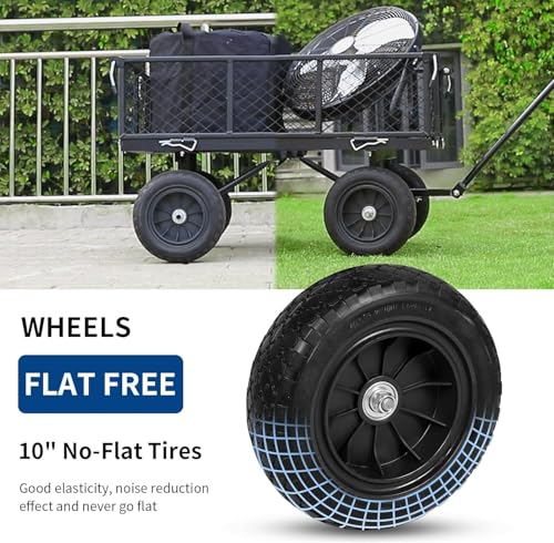 BILT HARD 880 lbs 10" Flat Free Steel Garden Cart with Rotating Handle K9279
