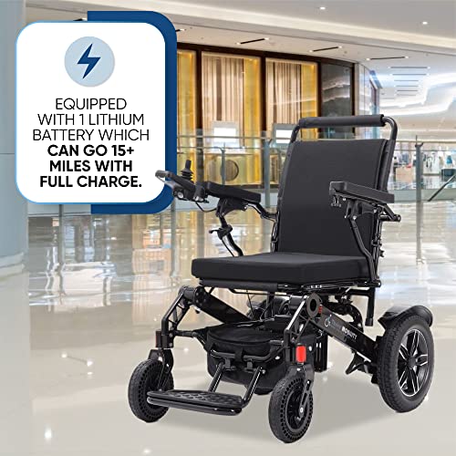 Fold and Travel Electric Wheelchair for Adults Lightweight Power Chair Blue 17 Inch Seat W960489