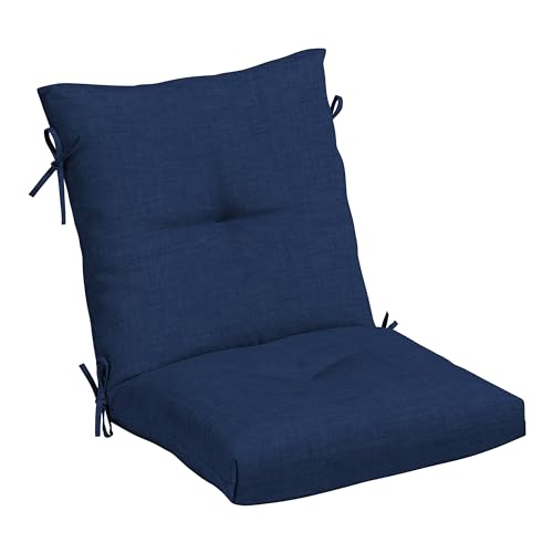 Arden Outdoor Plush Tufted Dining Chair Cushion, 21 x 40, Black Cabana Stripe I23003