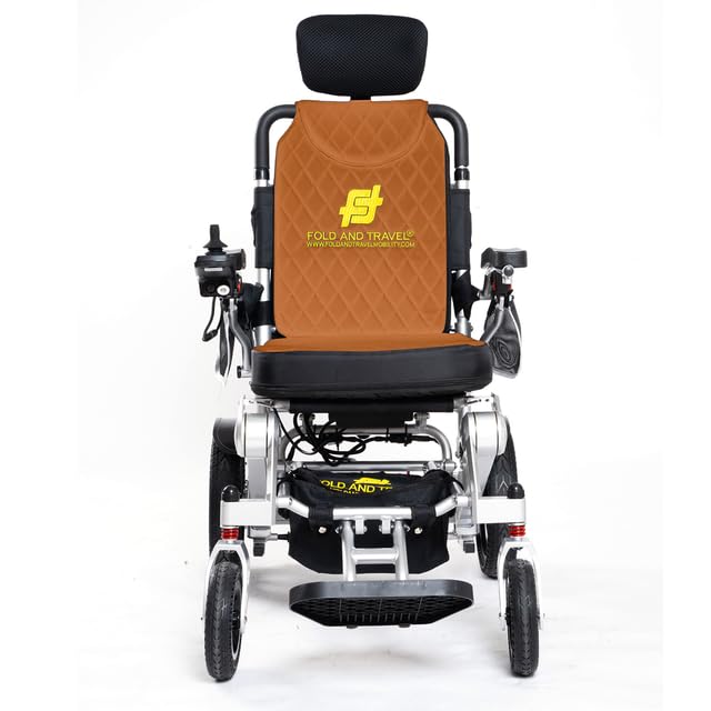 Enhanced Mobility Lightweight Foldable Electric Wheelchair for Seniors and Adults, Ideal Travel Companion with Portable Power Chair (1 Battery 15+ Miles Range, Blue Seat)