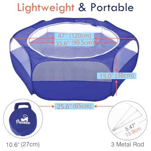 Pawaboo Small Animals Playpen, Waterproof Pet Cage Tent with Zippered Cover, Portable Outdoor Yard Fence, Green C9530