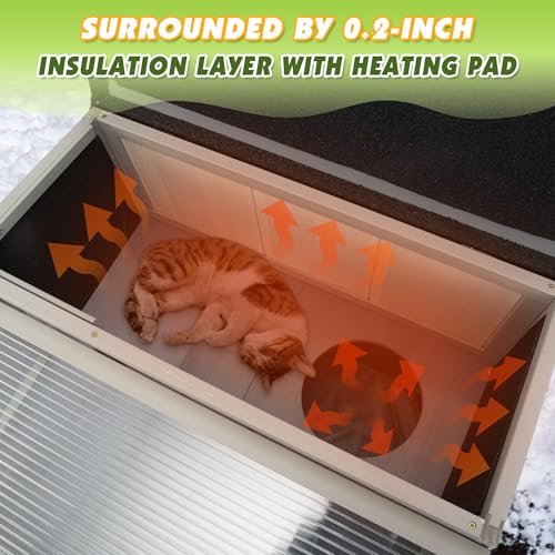 Outdoor Cat House 2-Tier Wood Shelter with Sunlight Roof, Gray J986