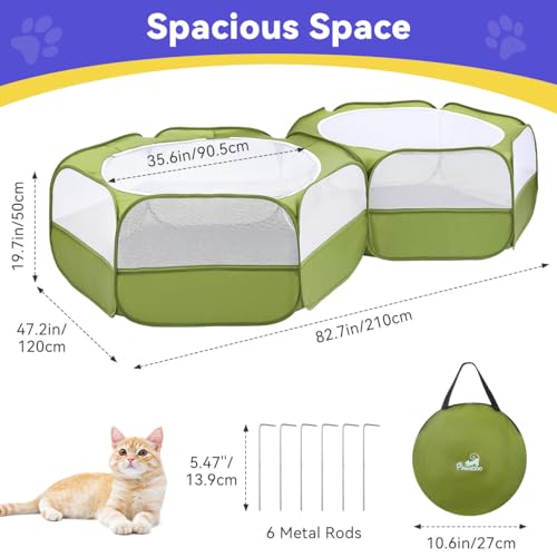 Pawaboo Small Animals Playpen, Waterproof Pet Cage Tent with Zippered Cover, Portable Outdoor Yard Fence, Green C9530