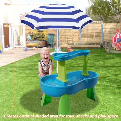 Kids Water Table Cover Outdoor Play Heavy-Duty 600D Waterproof Blue Q47935