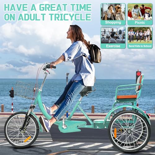MOOITZ Adult Tricycle 20 Inch 3-Wheel Low Step-Through Cruiser Bike with Baskets X437
