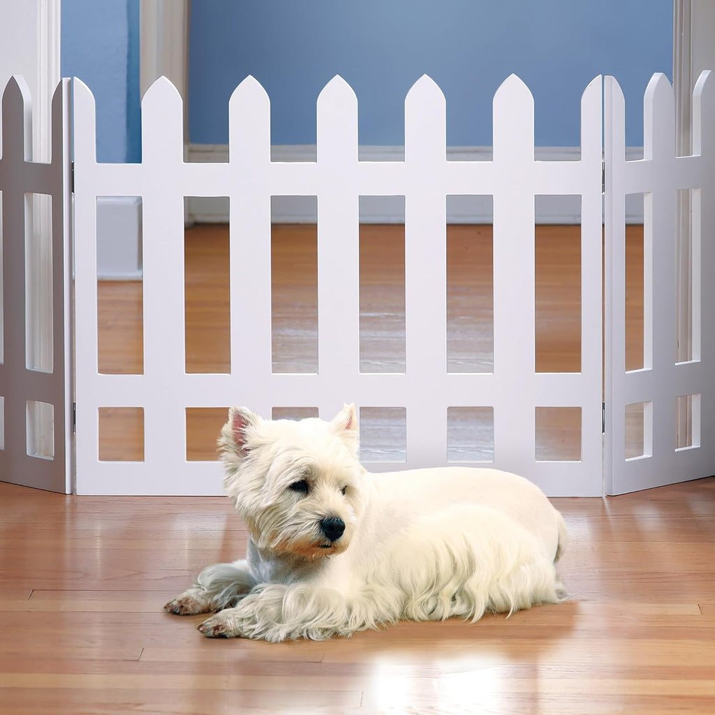 Etna White Picket Fence Folding Pet Gate F81098