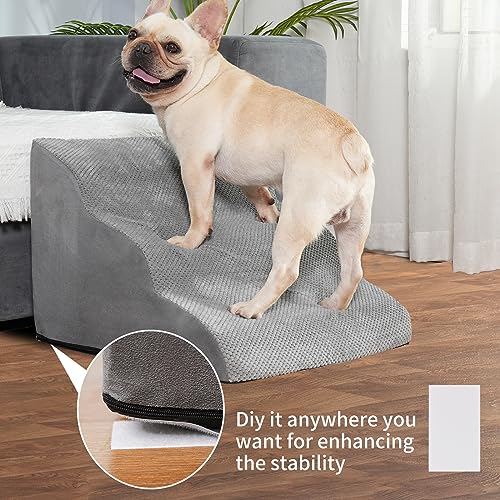 28 Inch High Dog Stairs for Bed, Extra Wide 6 Tier Pet Steps with Washable Cover F547