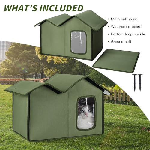 2THESTARS Outdoor Cat House Waterproof Insulated Shelter with Removable Washable Cover Z56840