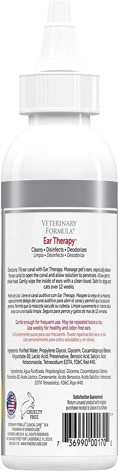 Veterinary Formula Clinical Care Ear Therapy, 4 oz. – Medicated Ear Drops for Dogs and Cats – 3 Pack P9954