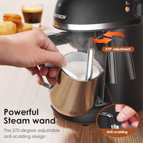 Espresso Coffee Machine with Milk Frother, 4 Cup, 800W, Black Q882
