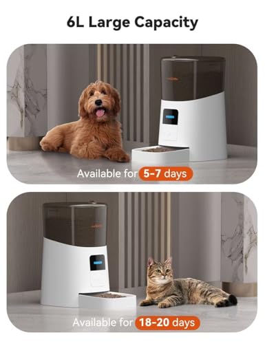 WOPET 6L Automatic Cat Feeder with WiFi APP Control and Low Food Sensor I3860