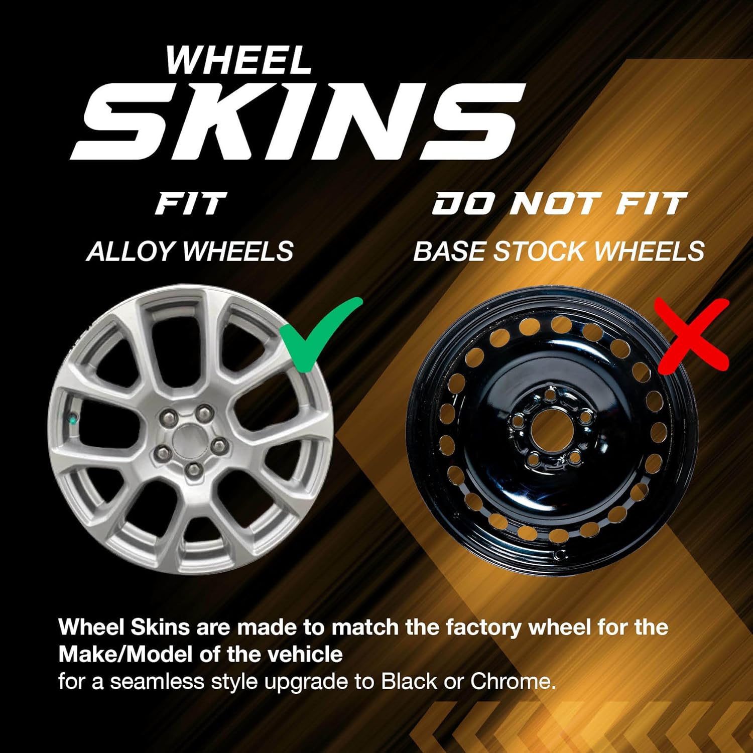 20" Gloss Black Wheel Skin Set for Dodge Charger & Challenger 2015-2019 ABS Plastic A627