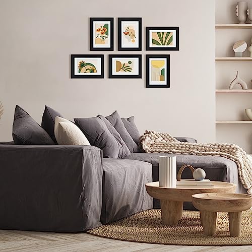 Egofine 8x10 Picture Frames Set of 6, Solid Wood with Plexiglass, White T6319
