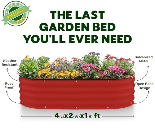 Galvanized Raised Garden Bed 4×2×1 ft Metal Planter Box for Vegetables, Flowers M146044