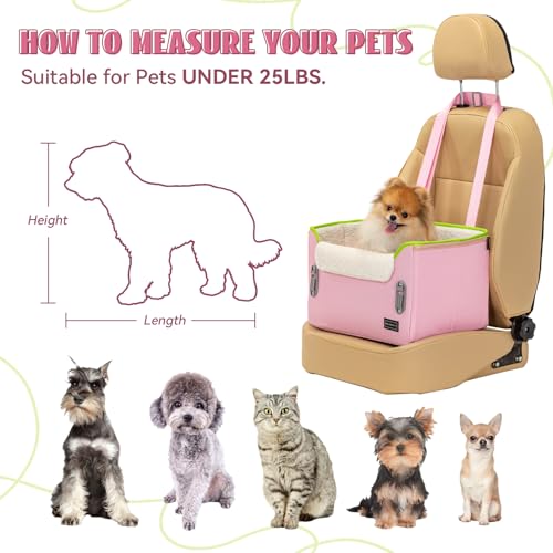 PETSFIT Dog Booster Car Seat, Waterproof PU Leather, Medium Grey J3026