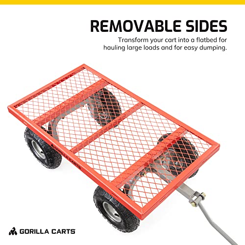 Gorilla Carts Steel Utility Wagon with Removable Side Panels, 1000 lb Capacity, Gray U674568