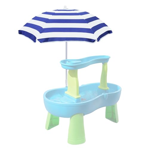 Kids Water Table Cover Outdoor Play Heavy-Duty 600D Waterproof Blue Q47935
