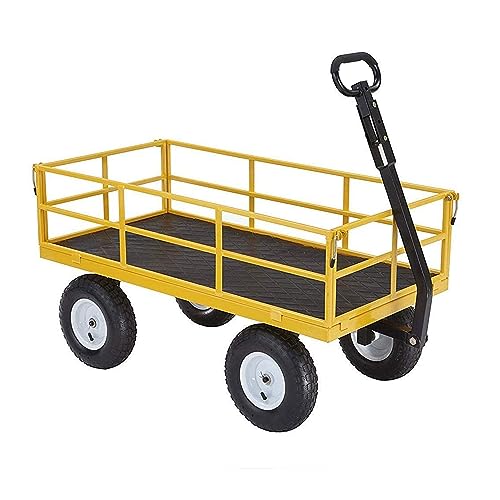 Gorilla Carts Steel Utility Wagon with Removable Side Panels, 1000 lb Capacity, Gray U674568