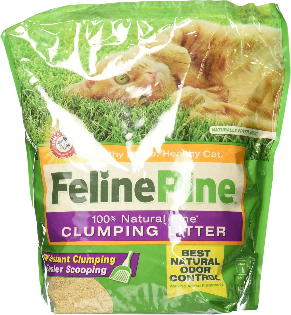 Feline Pine Clumping Litter for Cats, 8 lbs
