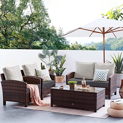 Favoyard Patio Chair Cushions 19 x 19 x 3 Inch Waterproof Outdoor Set of 2, Beige Q67095