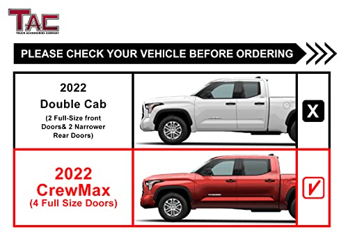 TAC Sidewinder Running Boards for 2022-2024 Toyota Tundra CrewMax, 4" Drop Black Side Steps M634