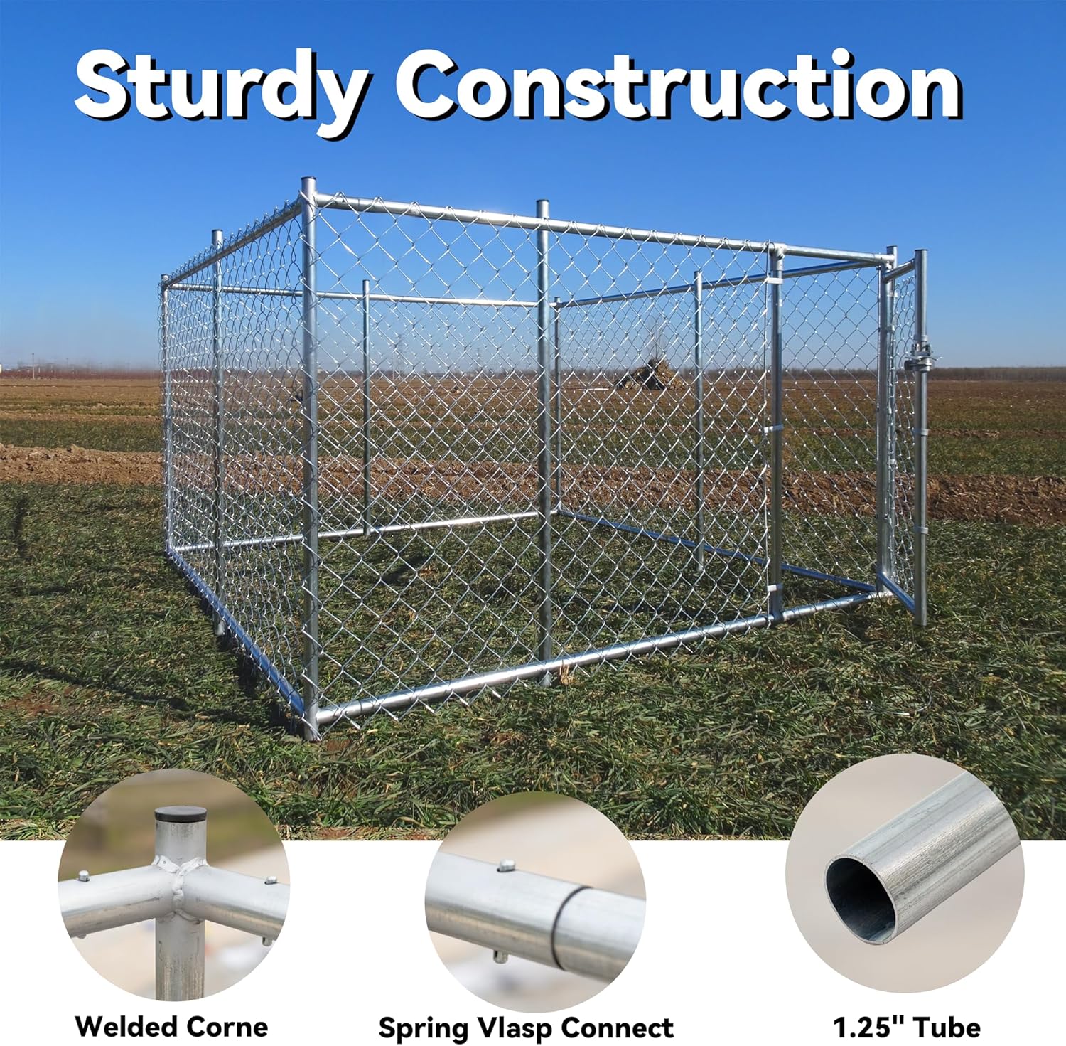 Large Dog Kennel Outdoor Heavy Duty Metal Dog Cage with Secure Lock T322