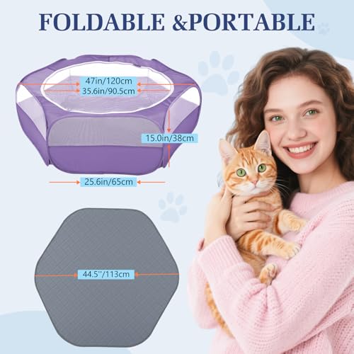 Pawaboo Small Animals Playpen, Waterproof Pet Cage Tent with Zippered Cover, Portable Outdoor Yard Fence, Green C9530