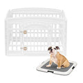 IRIS USA Dog Playpen, 4-Panel 24" Pet Playpen with Door, Puppy Playpen, Indoor/Outdoor Dog Pen, 35 x 35 x 24, Foldable, Customizable, Black