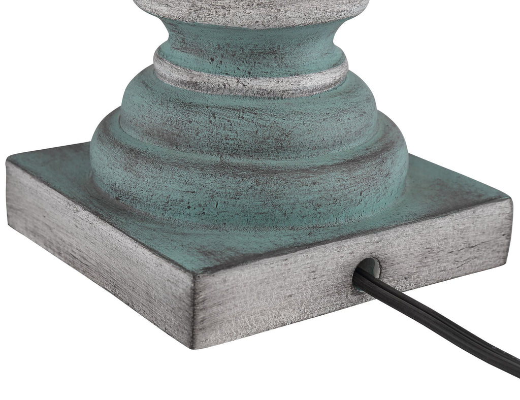 Regency Hill Patsy Country Cottage Table Lamps Set of 2, Blue Gray Washed Black, Faux Silk Drum Shade Z7718