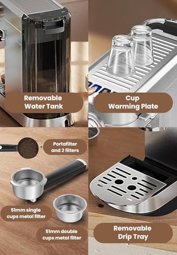 Gevi Espresso Machine 20 Bar with Auto Milk Frother, Stainless Steel D6478