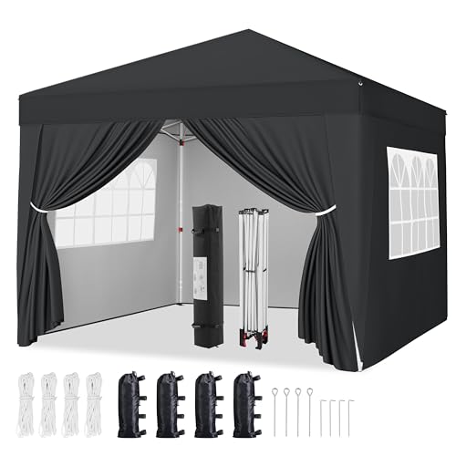 Yaheetech 10x10 Pop Up Canopy with 4 Removable Sidewalls, White F109731