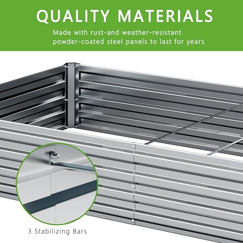 2PCS Galvanized Raised Garden Bed Kit, Metal Planter Box for Outdoor Planting Q36624