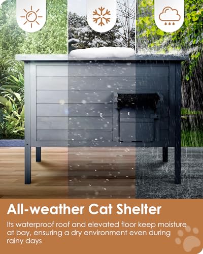 Ivy&Lane Outdoor Cat House Insulated Weatherproof Shelter for Winter Q61283