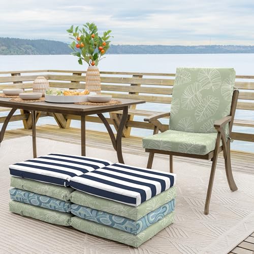Arden Outdoor Dining Chair Cushion, 20 x 20, Rain-Proof, Peacock Blue Green Texture J4105