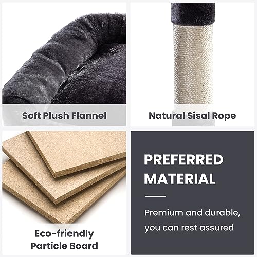 SHA CERLIN 68 Inches Multi-Level Cat Tree with Condo and Scratching Posts, Beige J577621