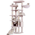Heybly Gothic Cat Tree,78 inch Multi-Level Tall Cat Tower for Indoor Cats,2 Widened Plush Perches Cat Condo with Scracthing Board and Big Caves,Black and Red HCT033BR