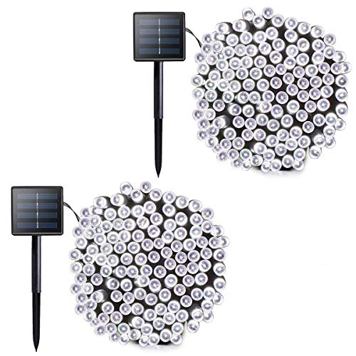 Solar String Lights 72 Feet 22 Meter 200 LED Solar Powered Fairy Christmas Lights for Outdoor Gardens Homes Wedding Party Lawn Tree Xmas Waterproof (White)