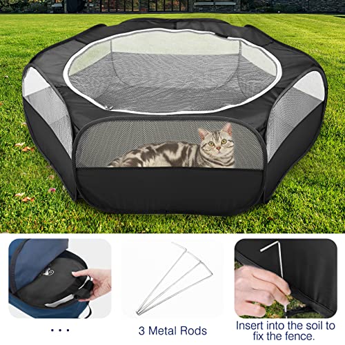 Pawaboo Small Animals Playpen, Waterproof Pet Cage Tent with Zippered Cover, Portable Outdoor Yard Fence, Green C9530