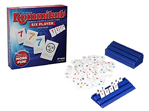 Rummikub Six Player Edition Classic Rummy Tile Game by Pressman, Blue X660269