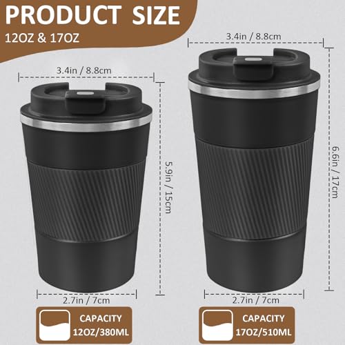 4 Pack Insulated Stainless Steel Coffee Mug with Lid, 17oz F309
