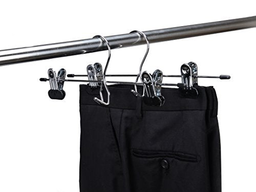 6 Pack Heavy Duty Metal Pants Hangers with Adjustable Clips, Chrome Z637372