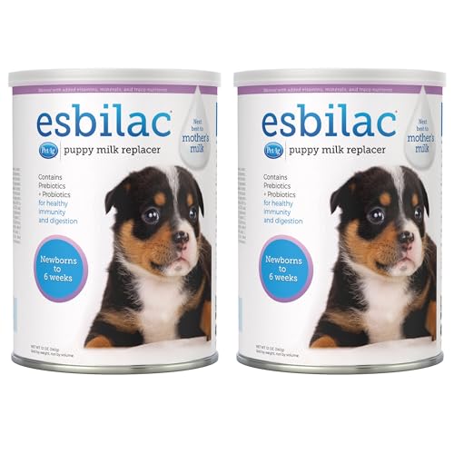 Pet-Ag Esbilac Puppy Milk Replacer Powder - 12 oz, Pack of 2 - Powdered Puppy Formula with Prebiotics, Probiotics & Vitamins for Puppies Newborn to Six Weeks Old - Easy to Digest