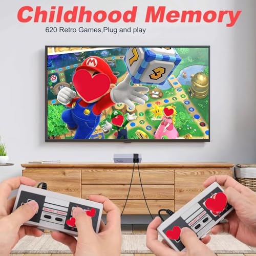 Retro Game Console with 620 Classic Games, Dual Controllers, AV Output for TV L269279